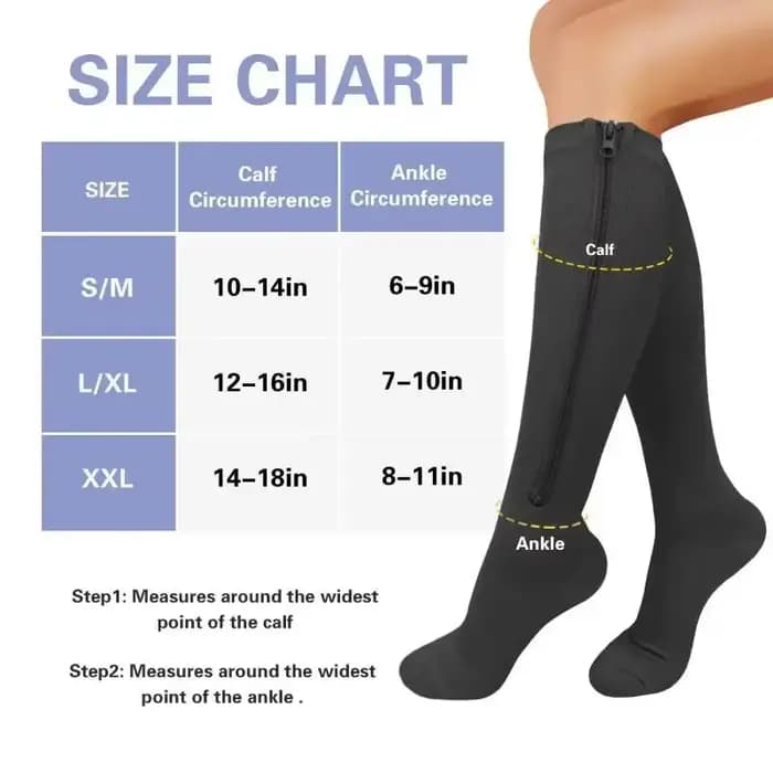 2025 1 paire de chaussettes de Compression à fermeture éclair femmes hommes soulagement de la douleur bas extensibles