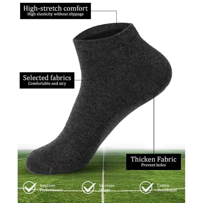 5 paires de chaussettes courtes unisexe en coton blanc et noir