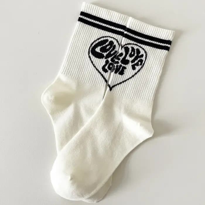 Femme drôle rayé lettre coton chaussette Harajuku doux fleur imprimé Hip Hop blanc chaussettes de sport décontracté respirant heureux longs Soxs