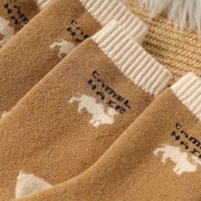 Chaussettes épaisses en laine de chameau douce, chaussettes en peluche décontractées, chaussettes d'hiver chaudes, mode, 1 paire