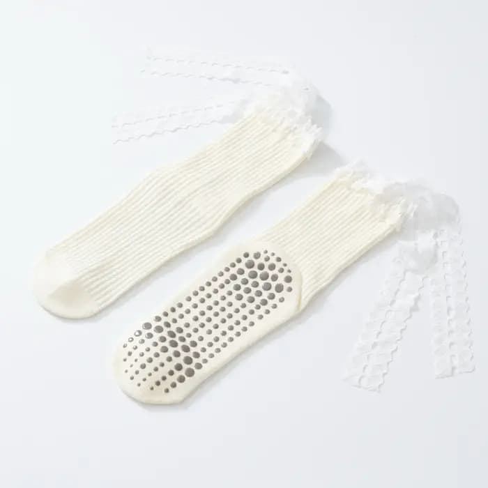 Sweety dentelle-bord sangles Yoga Pilates chaussettes pour femmes anti-dérapant sol sport mollet