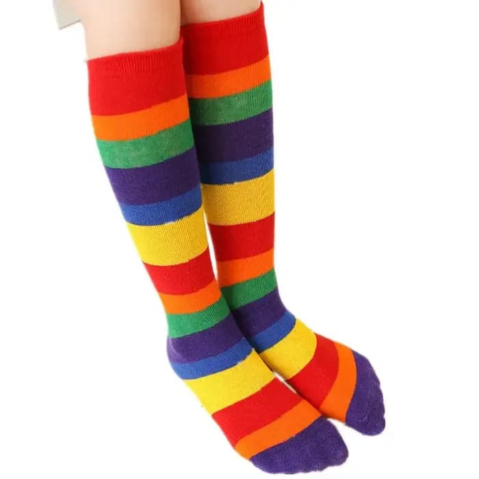 Chaussettes arc-en-ciel en coton doux à rayures colorées pour enfants