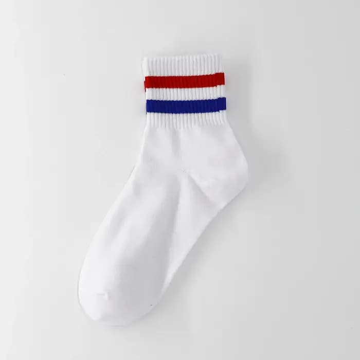 Hommes chaussettes Vintage deux rayures sport Hip Hop athlétique blanc noir coton cheville