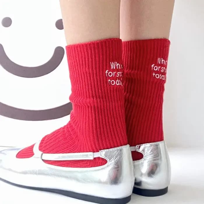 Chaussettes drôles coton broderie lettre aujourd'hui je suis génial japon coréen