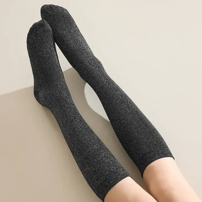 Polyvalent à la mode fil métallique brillant femmes genou chaussettes hautes Lurex mignon Slouch mollet