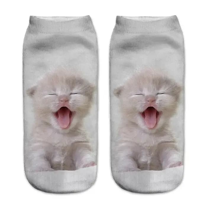 Chaussettes chat drôle femme mignon Kawaii 3D imprimé dessin animé chaton unisexe créatif