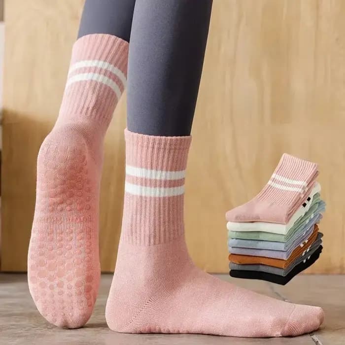 Chaussettes de Yoga en coton, bas mi-tube, professionnelles, antidérapantes, en Silicone, pour Fitness, salle de sport, danse douce, Pilates, sport