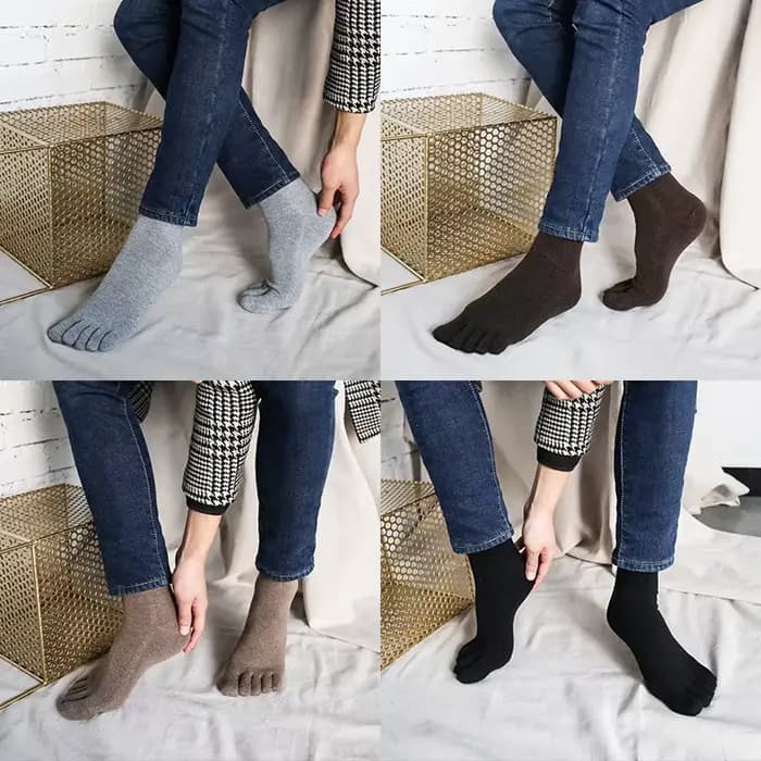 Chaussettes à orteils en laine pour hommes, courtes, thermiques, solides, décontractées, douces, épaisses, antibactériennes, respirantes, garde au chaud, chaussettes à cinq doigts, hiver