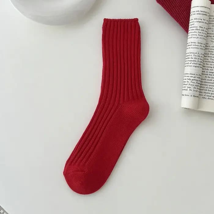 Chaussettes femme respirant noël nouvel an chaussettes rouges pour filles mode rayé décontracté automne hiver chaussettes chaud confortable doux