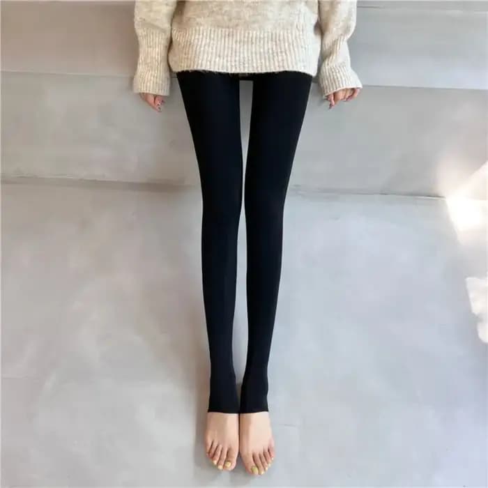 Collants sexy taille haute couleur chair effet peau nue épais pour femme