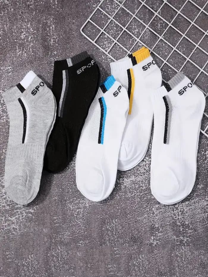 Chaussettes bateau antidérapantes pour hommes-5 paires