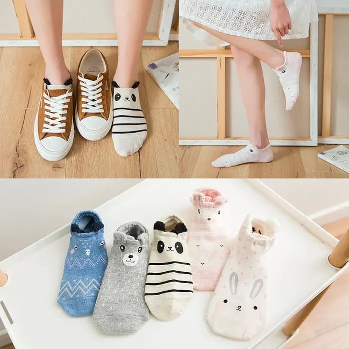 5 paires Lot Pack femmes chaussettes printemps été Animal licorne chat renard oreille dessin animé heureux drôle mignon belle coton cheville chaussettes coeur