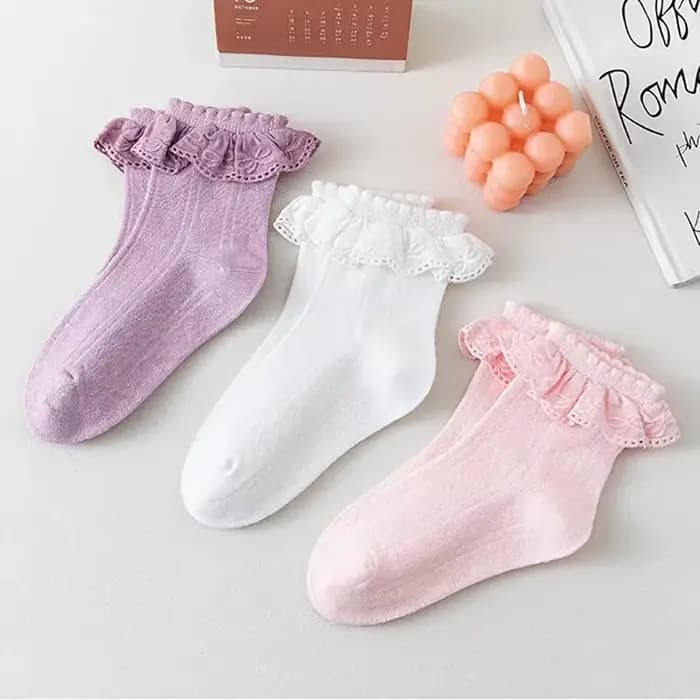 Enfants filles mignon blanc Princsee avec volants dentelle chaussette pour bébé printemps automne coton froufrous danse enfant en bas âge bas courts cheville bas