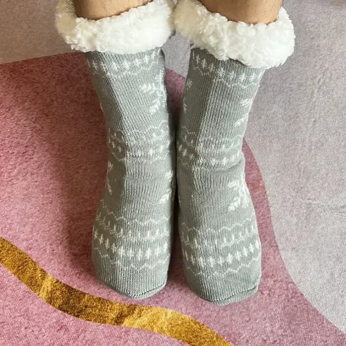 Chaussettes floues pour hommes hiver chaud court épaissi maison dormir thermique doux moelleux pantoufle de sol chaussette mâle cadeau de noël flocon de neige