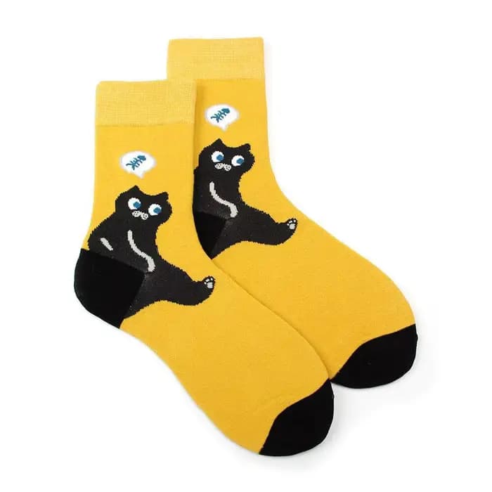 Chaussettes de couple en coton avec des animaux de dessin animé pour hommes et femmes, cadeau unisex