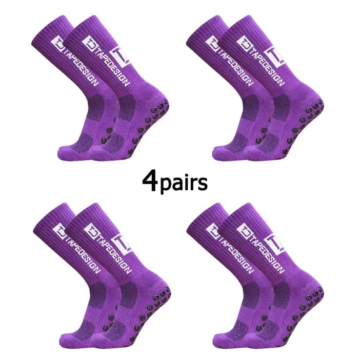 4 paires/lot, chaussettes de football antidérapantes avec bande adhésive, mi-mollet, antidérapantes, pour le sport, le cyclisme, pour hommes, EU38-45, nouvelle collection 2024