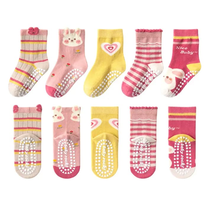 5 paires de chaussettes antidérapantes pour enfants