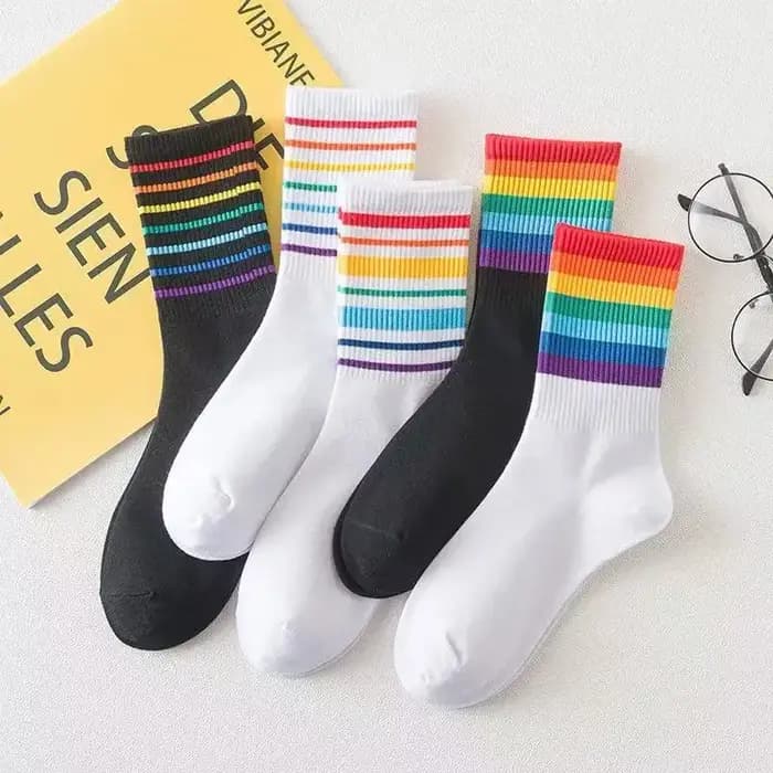 5 paires de chaussettes décontractées à rayures colorées pour hommes