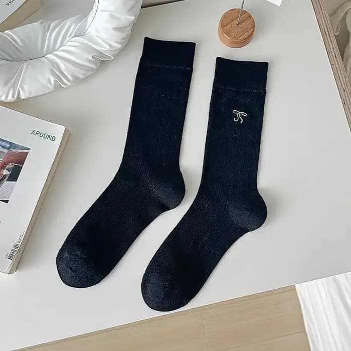 1/5 paires de chaussettes grises à nœud papillon pour femmes