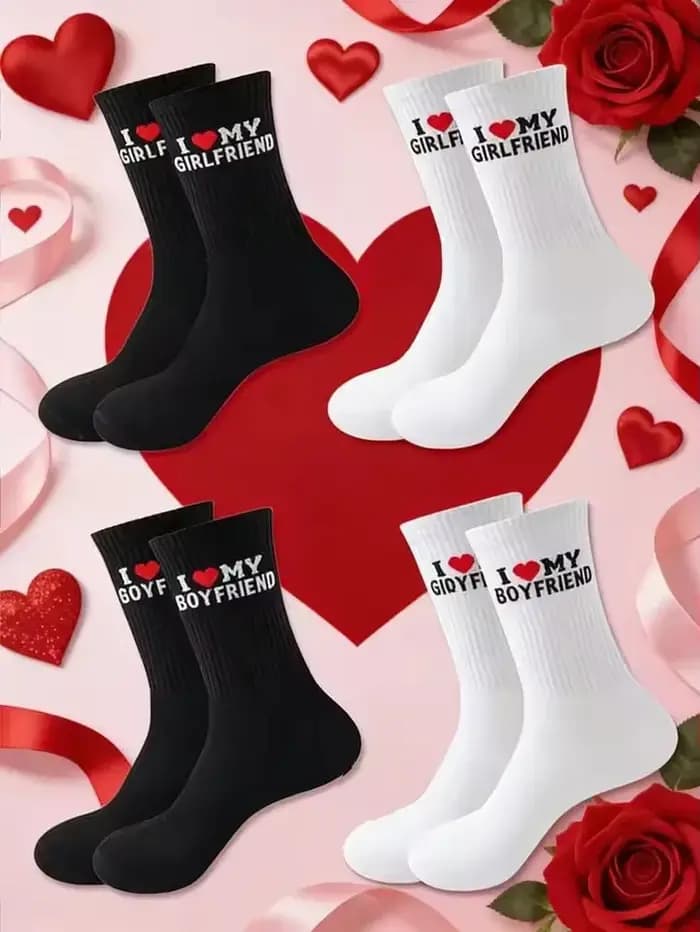 1/4 paires de chaussettes de couple pour la Saint-Valentin