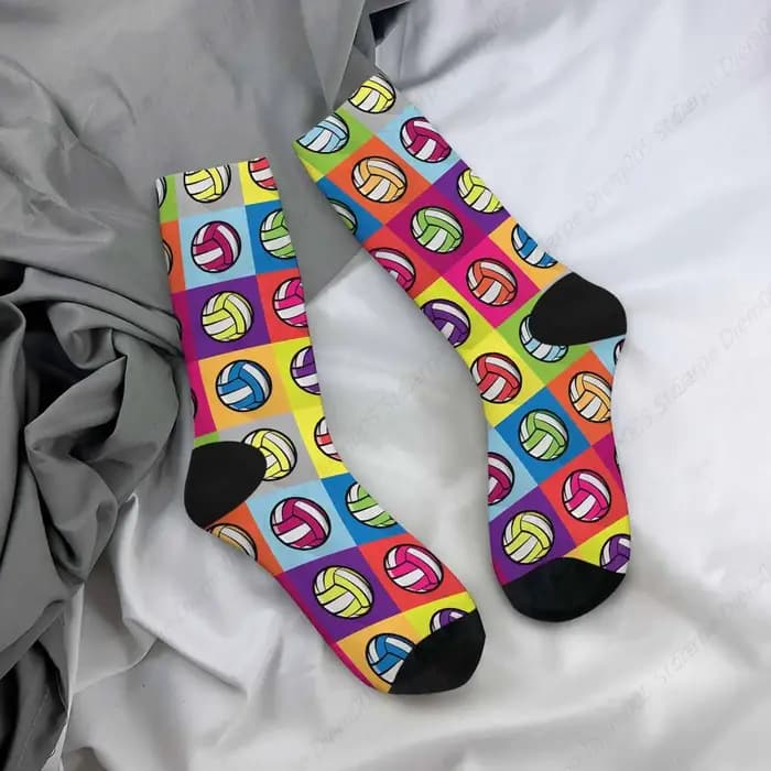 Chaussettes colorées à carreaux pour hommes et femmes, volley-ball, athlétique, équipage, cool, mignon, élan, drôle, sport, nouveauté