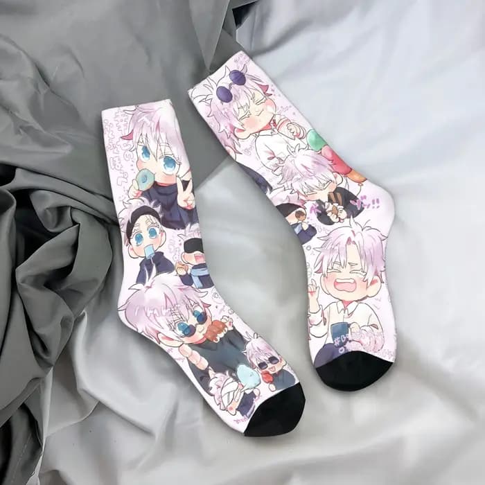 Gojo Sensei Anime Manga chaussettes bas modernes hiver anti-dérapant adultes hommes