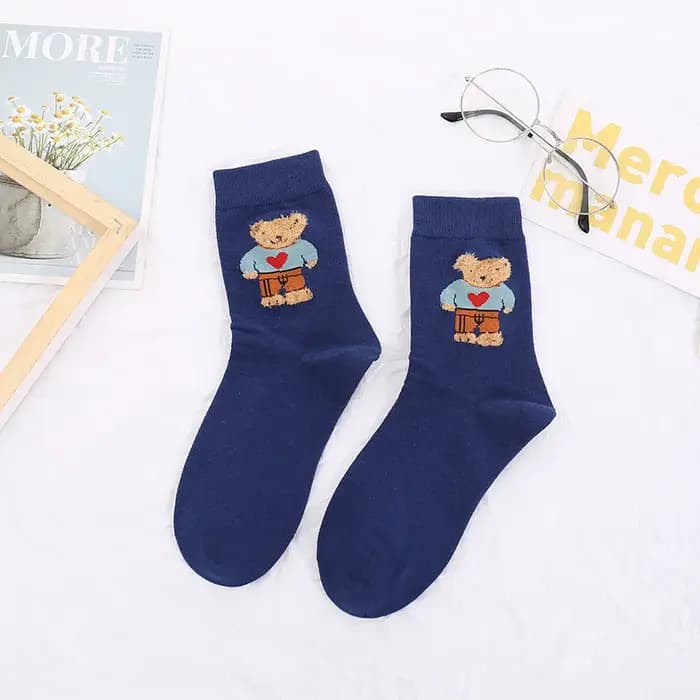 Chaussettes en coton de dessin animé pour femmes, chaussettes respirantes pour filles, joli motif animal, ours, princesse féminine, haute qualité