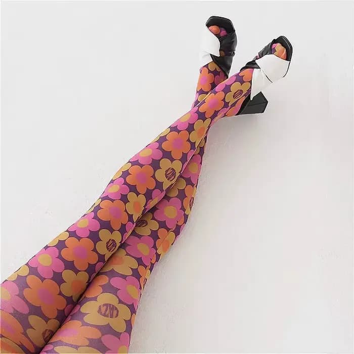 Collants élastiques imprimés graphiques pour femmes