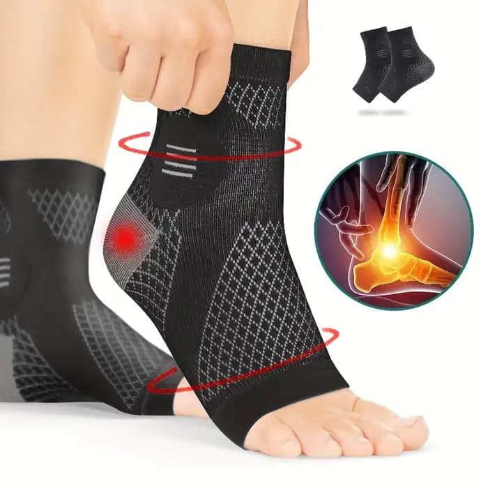 1 Paire de Chaussettes de Compression Cheville Haute Qualité avec Soutien de la Voûte Plantaire et de la Cheville, Manchons de Pression pour les Pieds, Conception à Bout Ouvert, Chaussettes pour Neuro