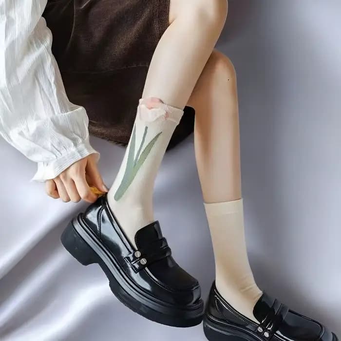 4 paires de chaussettes florales ensemble femmes mignon fleur géométrique 3D texturé cheville Cottagecore