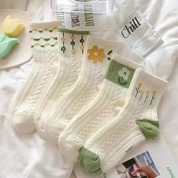 5 Paris femmes chaussettes en coton à fleurs ensemble respirant Style japonais printemps été mignon