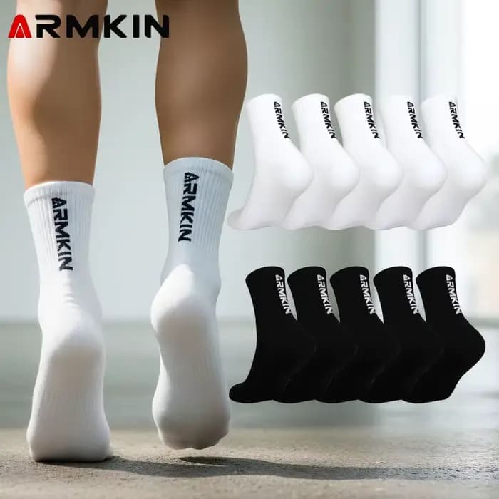 ARMKIN 5 paires hommes chaussettes couleur blanc/noir haute qualité femmes Sport