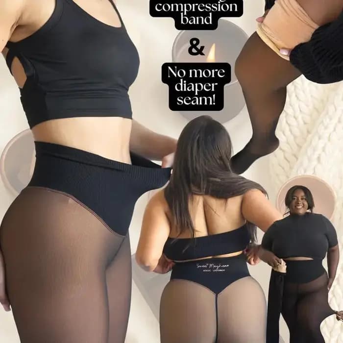 Leggings doublés en polaire magique pour femme – Collants façonnants à une couture avec bande de compression et conception de taille anti-rayures pour l'hiver chaud