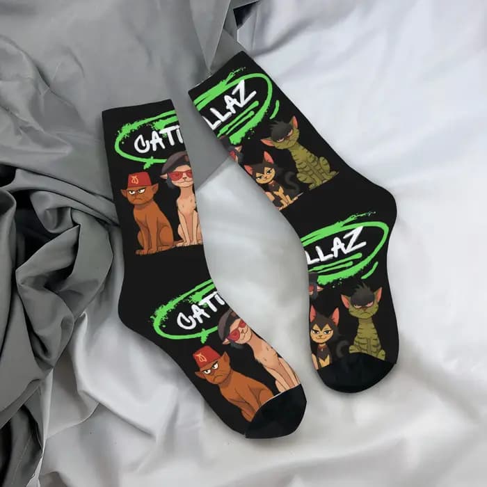 Gorillaz chaussettes automne groupe de Rock bas drôle Couple haute qualité chaussettes motif Skateboard anti-dérapant chaussettes
