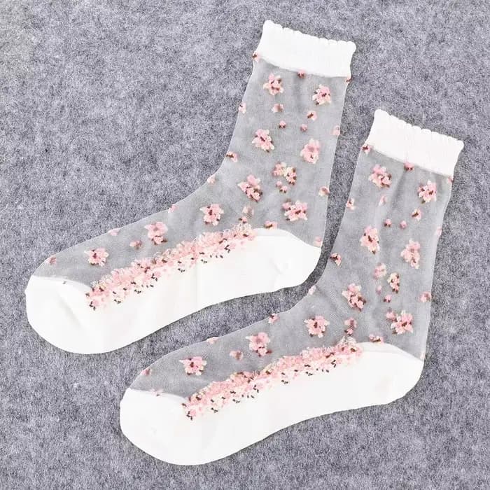 Chaussettes courtes en soie de verre transparente