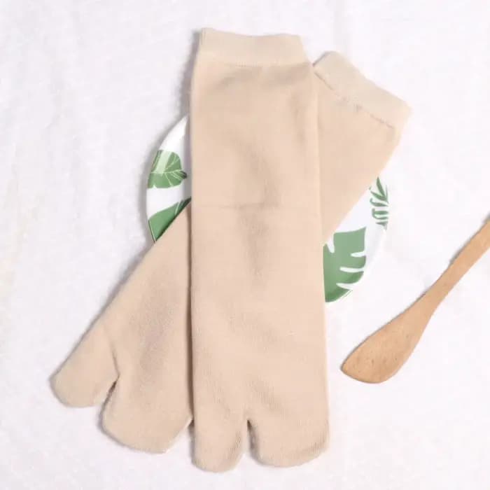 Style japonais 2 orteils chaussettes couleur unie coton hommes femmes respirant tongs séparées deux doigts