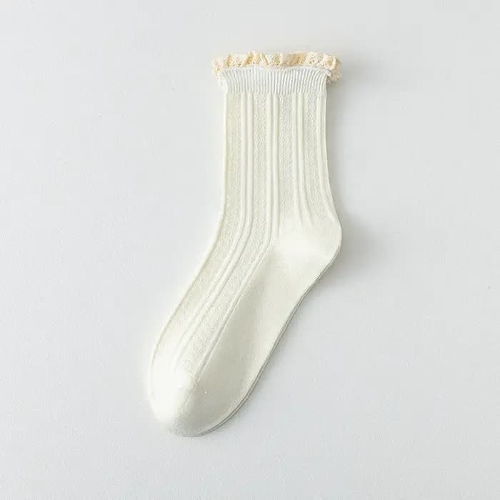 Chaussettes mi-tube torsadées en dentelle Vintage pour femmes