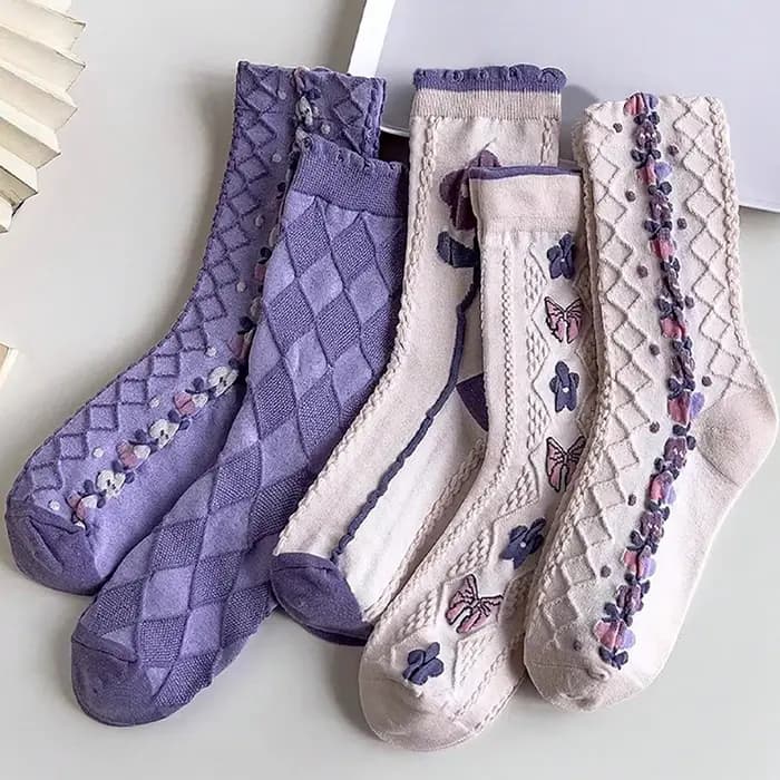 5/10 paires de chaussettes à col rond pour femmes