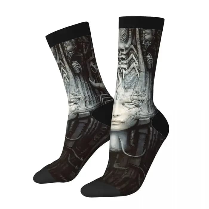 Hr Giger-articulation Painting Chaussettes Harajuku