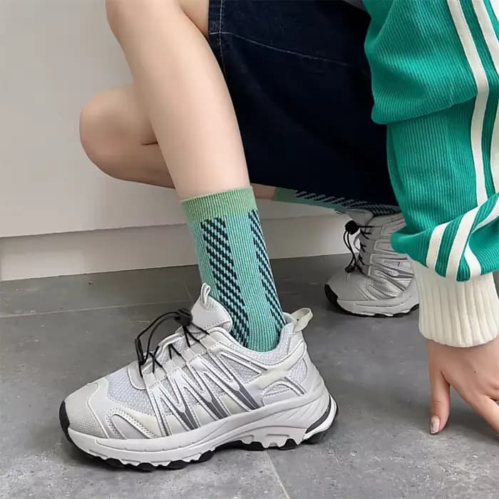 Chaussettes courtes en coton bleu carillon pour femmes