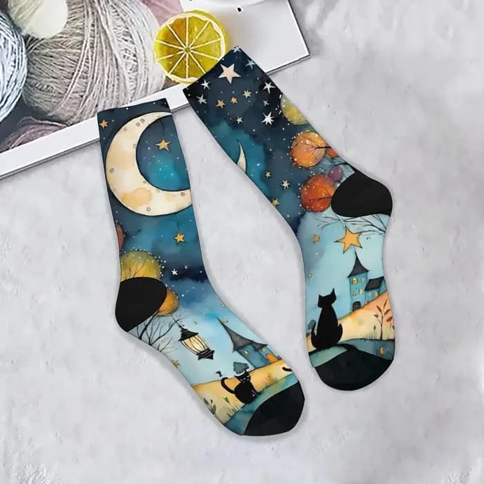 Illustrations de chats colorés de rêve chaussettes personnalité hip hop mode femmes