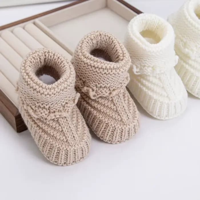 2 pièces/paire bébé tricot chaussettes 0-12M solide Cochet marche