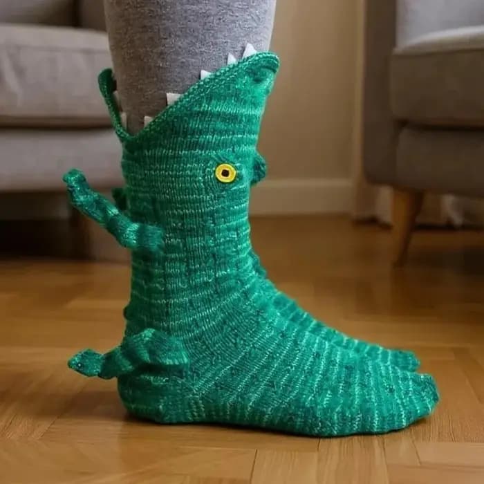 Crocodile doux au crochet animaux chaussettes élastiques respirant tricoté