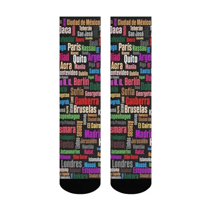 Chaussettes d'équipage avec noms de la ville du monde