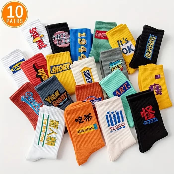 5/10/20 paires aléatoire personnalisé Graffiti Style femmes mi chaussettes à la mode haute rue Super Cool filles