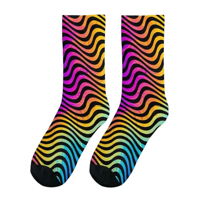 Chaussettes pour hommes à motif ondulé rétro psychédélique
