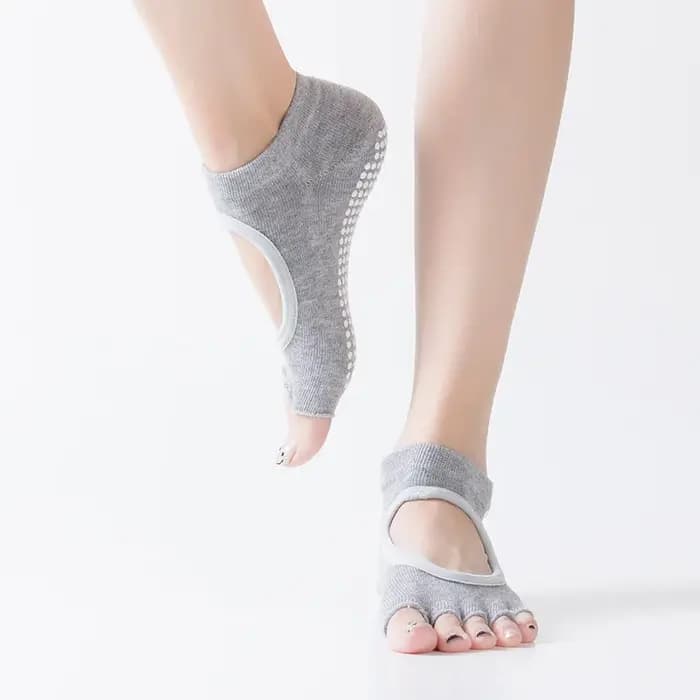 Chaussettes de Pilates dos nu à cinq orteils pour femmes