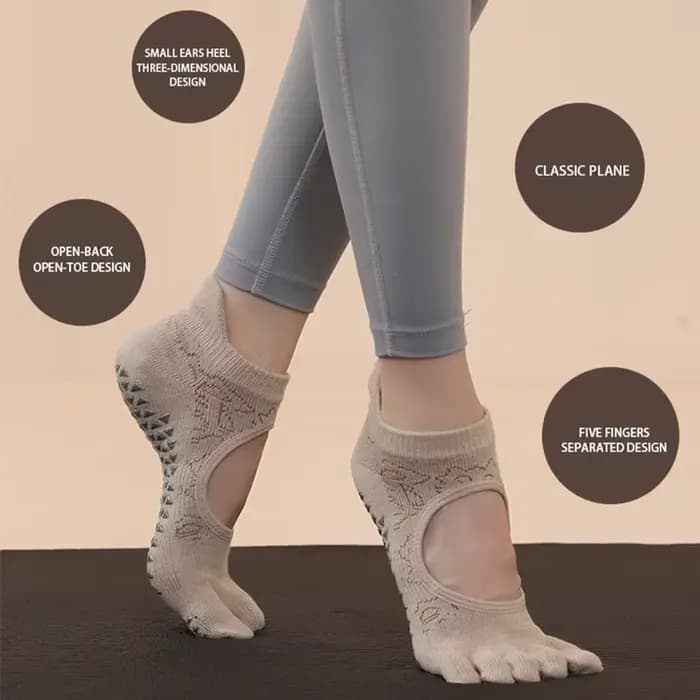 Chaussettes de yoga coordonnantes à cinq doigts pour femmes