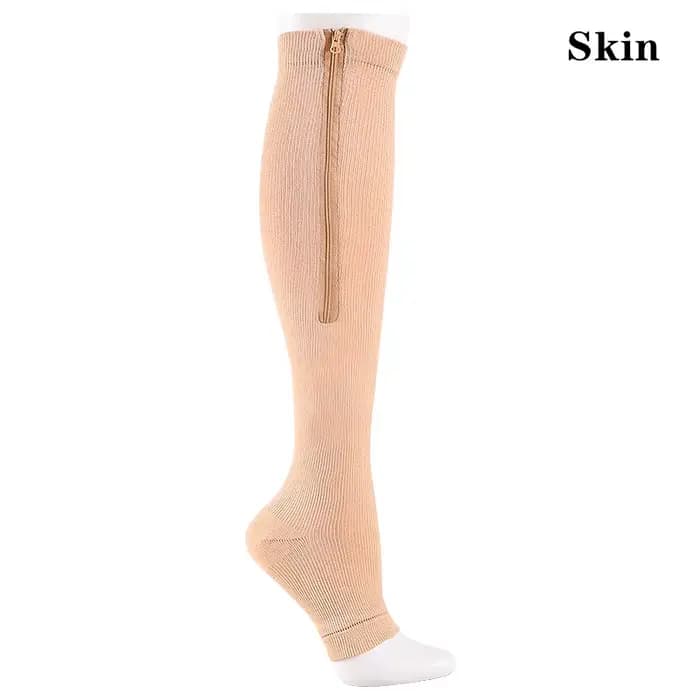 Chaussettes de Compression fermeture éclair mode femmes hommes soulagement de la douleur genou haute