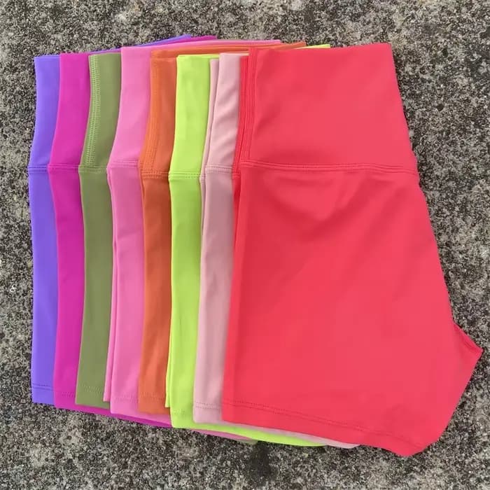 Sexy couleur unie femmes Fitness Sport court taille haute athlétique Yoga jambe courte cyclisme entraînement complet Jogging Squat preuve